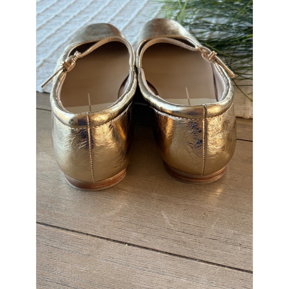 Dolce Vita Aileen Ballet Flat Mary Jane Shoes Metallic Leather Gold Women's 7.5 - Picture 6 of 10